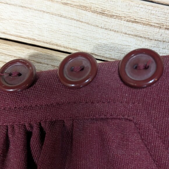 Mynette Long Sleeve Dress w/ Belt Elegant Burgundy Size 12 - Picture 6 of 13